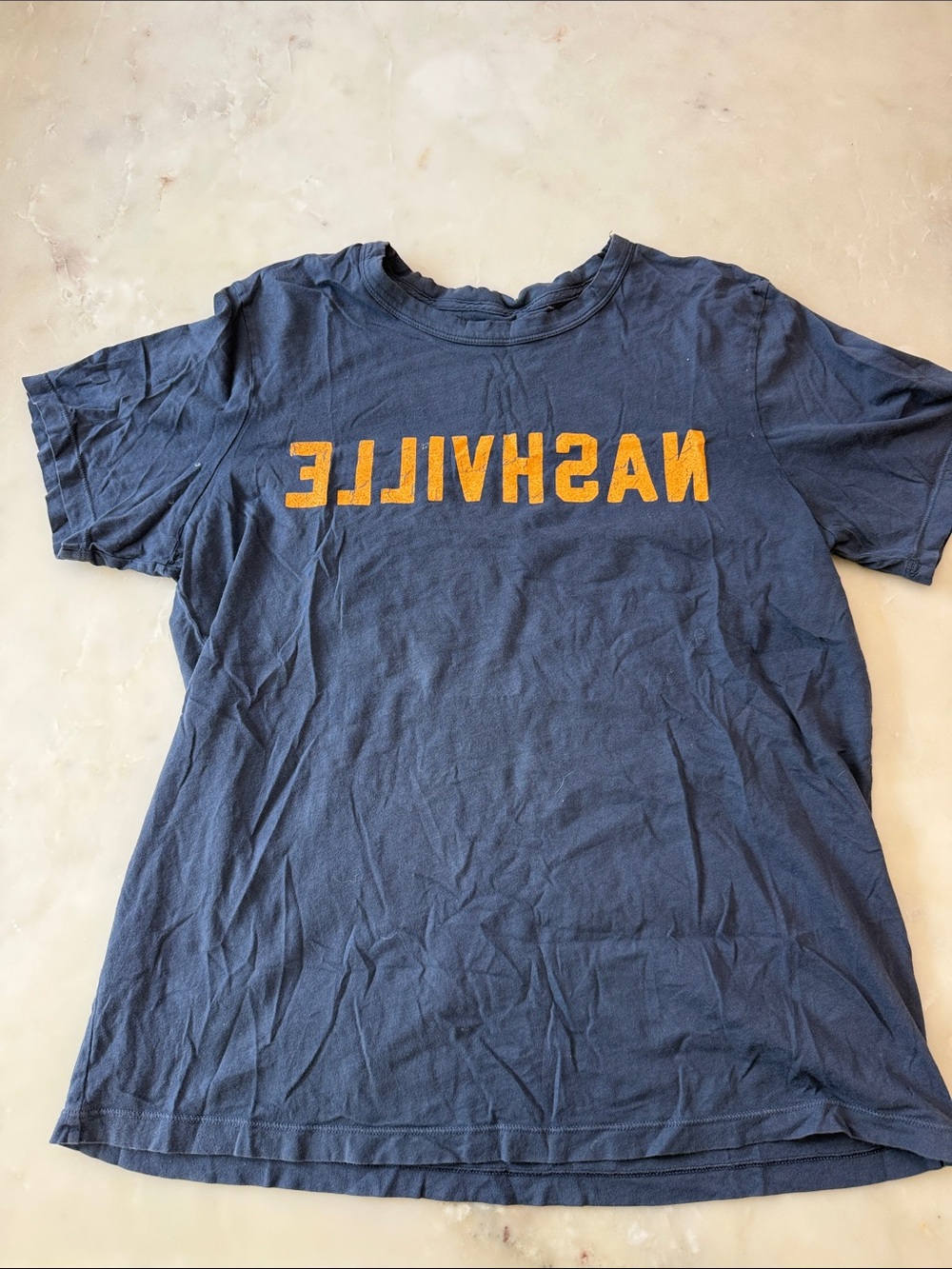 imogene + willie Navy Tee with Gold 'NASHVILLE' Script